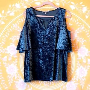 Valerie Stevens Crushed Velvet Off Shoulder Top